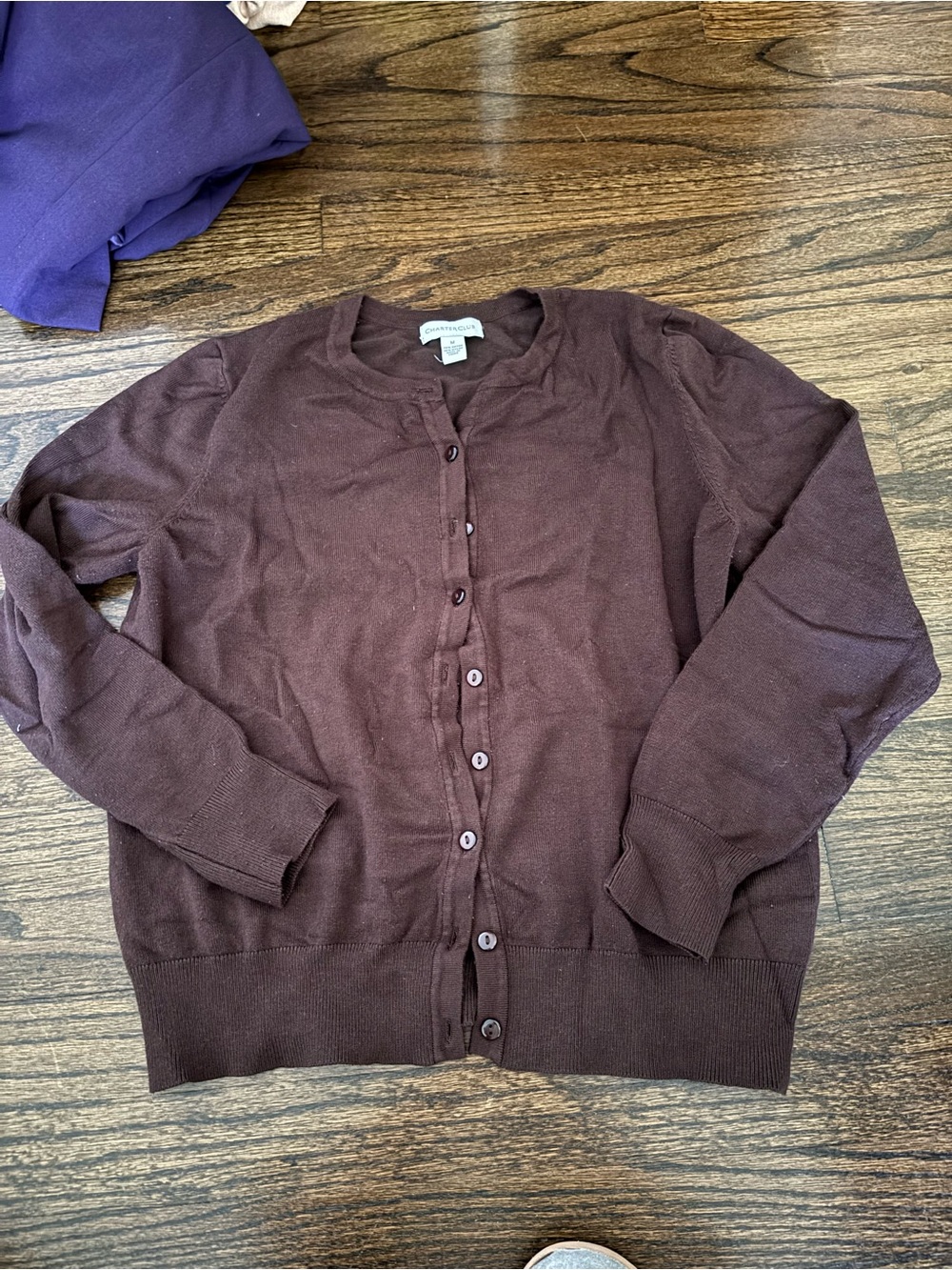 Charter Club Brown Women's Button Cardigan Sweater